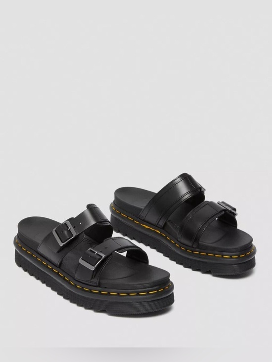 Dr. Martens Shoes - Dr. Martens Josef Hydro Leather Platform Sandals Black Double Buckle EU 38 US 6